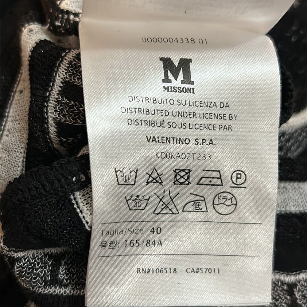 Missoni Open Front Cardigan Black/White Stars & Stripes Pattern Sz 40-Small EUC - Picture 4 of 5